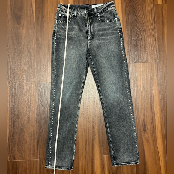 NWT Rag & Bone High Rise Skinny Wren Jeans Black Studded Women's Size 26 - Picture 6 of 15